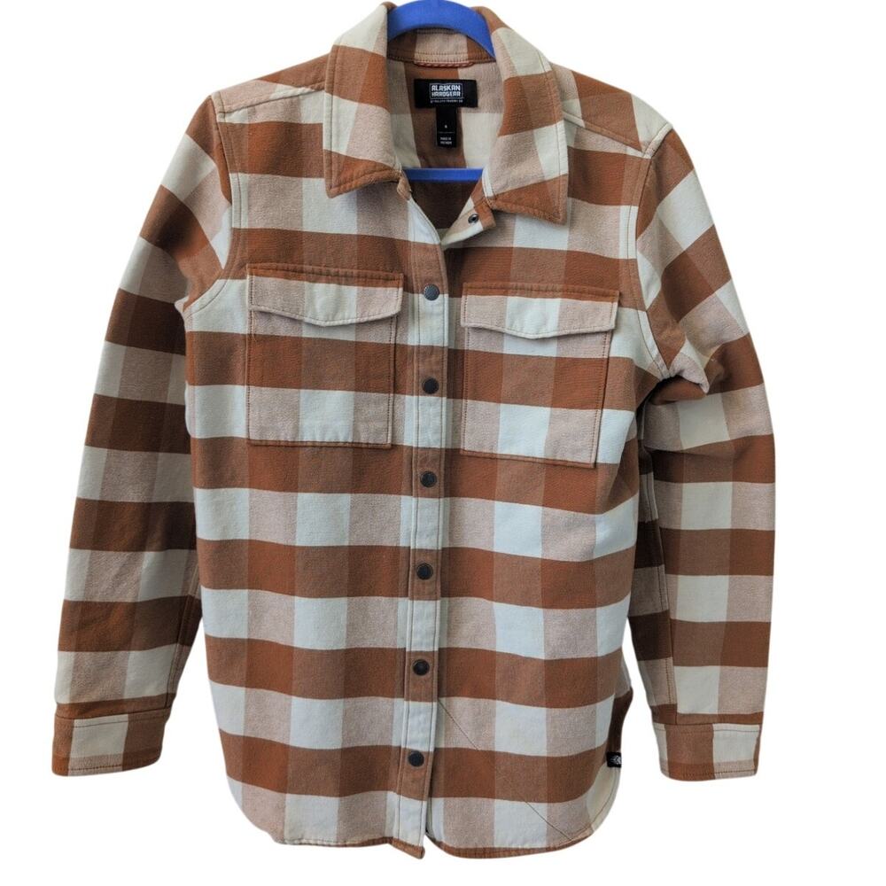 Alaskan Hardgear by Duluth Trading Co Plaid Cream & Brown Cotton Jacket S